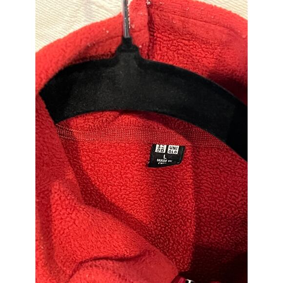 Uniqlo Cherry Red Full Zip Soft Fleece Mens Large - Picture 3 of 3